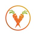 Carrot logo design. Carrot circle orange color logo design. Free vector carrot vegetable Cartoon vector icon food nature icon Royalty Free Stock Photo