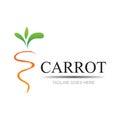 Carrot logo and healthy vegetable icon vector illustration best logo design