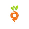 carrot logo with pin location symbol