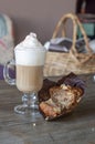 Carrot muffin with vanilla latte Royalty Free Stock Photo