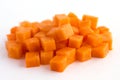 Carrot neatly chopped into cubes