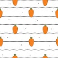 Carrot on notebook pattern seamless background. Cute pattern for kids. Hand drawn in cartoon style