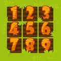 Carrot numbers on the beds, cartoon figures for the game.
