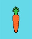 Carrot pixel art. Orange Vegetable 8 bit. Pixelate vector illustration Royalty Free Stock Photo