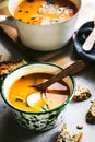 Carrot and Pumpkin soup with Basil oil