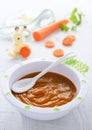 Carrot puree for baby nutrition in plate
