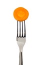 Carrot slice on fork Royalty Free Stock Photo
