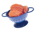 Carrot Slices in Blue Colander