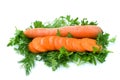 Carrot and slices over dill and parsley