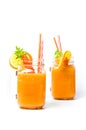 Carrot smoothie in a jar isolated Royalty Free Stock Photo