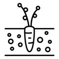 Carrot in the soil icon, outline style Royalty Free Stock Photo