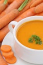 Carrot soup with many carrots closeup Royalty Free Stock Photo