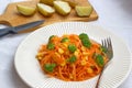 Carrot spaghetti, broccoli, corns and potatoes Royalty Free Stock Photo