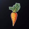 Carrot Sticker on black Background. AI