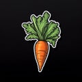 Carrot Sticker on black Background. AI
