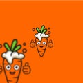 Carrot sticker set on white isolated backdrop. Healthy food emoji for social media network logo, postcard or notebook sticker.