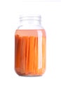 Carrot sticks, homemade fermented carrots, in a glass jar Royalty Free Stock Photo