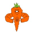 Carrot Strong Cool serious. Vegetable powerful strict. Vector illustration