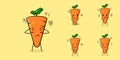 cute carrot character with thinking expression. green and orange Royalty Free Stock Photo