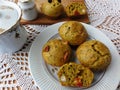 Carrot tomato muffins with wild plants