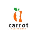 Carrot vegetable illustration logo with letter C Royalty Free Stock Photo