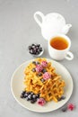 Carrot Waffles with Dried Fruits and Berries