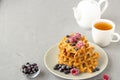 Carrot Waffles with Dried Fruits and Berries