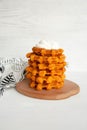 Carrot waffles with sour cream