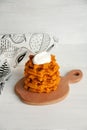 Carrot waffles with sour cream Royalty Free Stock Photo