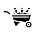 carrot wheelbarrow glyph icon vector illustration