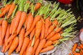 Carrot in the wicker basket on the Vietnamese market