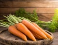 Carrot on the wooden background, Vegetable in the garden