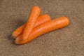 Carrots on a brown background. Royalty Free Stock Photo