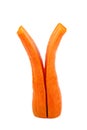 Carrots, cut in half isolated on a white