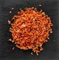 carrots dried brightly chopped in shallow, macro photo