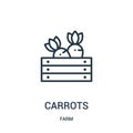 carrots icon vector from farm collection. Thin line carrots outline icon vector illustration. Linear symbol for use on web and