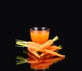 Carrots and juice in a glass Royalty Free Stock Photo