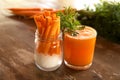 Carrots juice and sticks