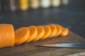 Carrots on the kitchen table before cooking. Homemade healthy food, vegetarian and homemade recipes Royalty Free Stock Photo