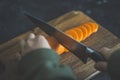 Carrots on the kitchen table before cooking. Homemade healthy food, vegetarian and homemade recipes Royalty Free Stock Photo