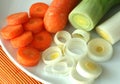 Carrots and leek on a plate