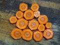 Carrots Pieces Over Cutting Board