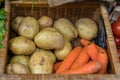 Carrots and potatoes in a wicker basket Royalty Free Stock Photo