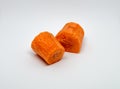 Carrots slice piece were isolated on the white