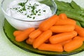 Carrots And Snap Peas With Dip Royalty Free Stock Photo