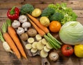 Carrots, Sorrel, Tomatoes, Cabbage and Brocolli, On a cutting board Royalty Free Stock Photo