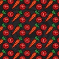 Carrots and tomatoes vegetables pattern background