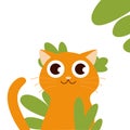 Cute fat orange cat makes a funny face. Holiday Vector Illustration Royalty Free Stock Photo