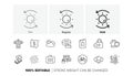 Carry-on baggage, Bicycle prohibited and Fireworks explosion line icons. For web app, printing. Line icons. Vector