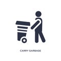 carry garbage icon on white background. Simple element illustration from behavior concept